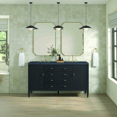 James Martin Vanities 60'' Double Vanity, Carbon Oak w/ 3 CM Charcoal Soapstone Quartz Top 485-V60D-CBO-3CSP